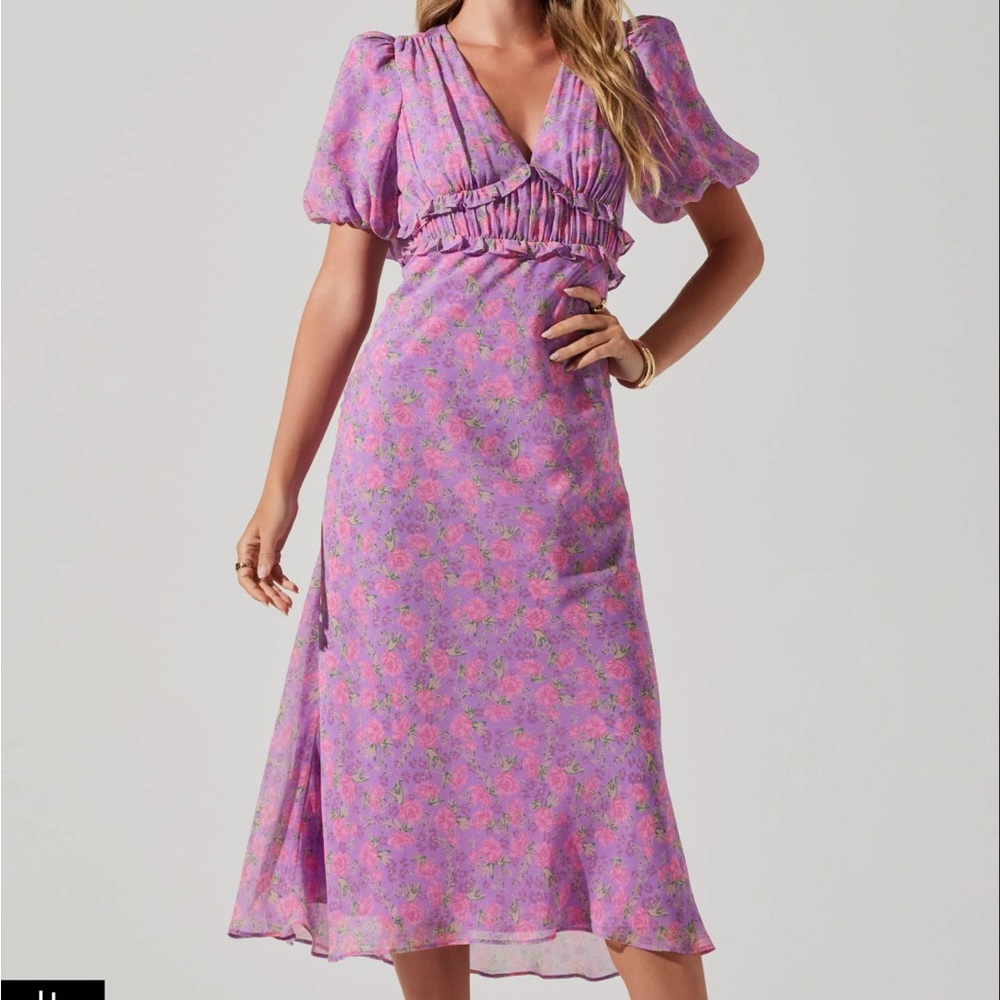 COPY - ASTR The Label ESPERANZA FLORAL PUFF SLEEVE MIDI DRESS
